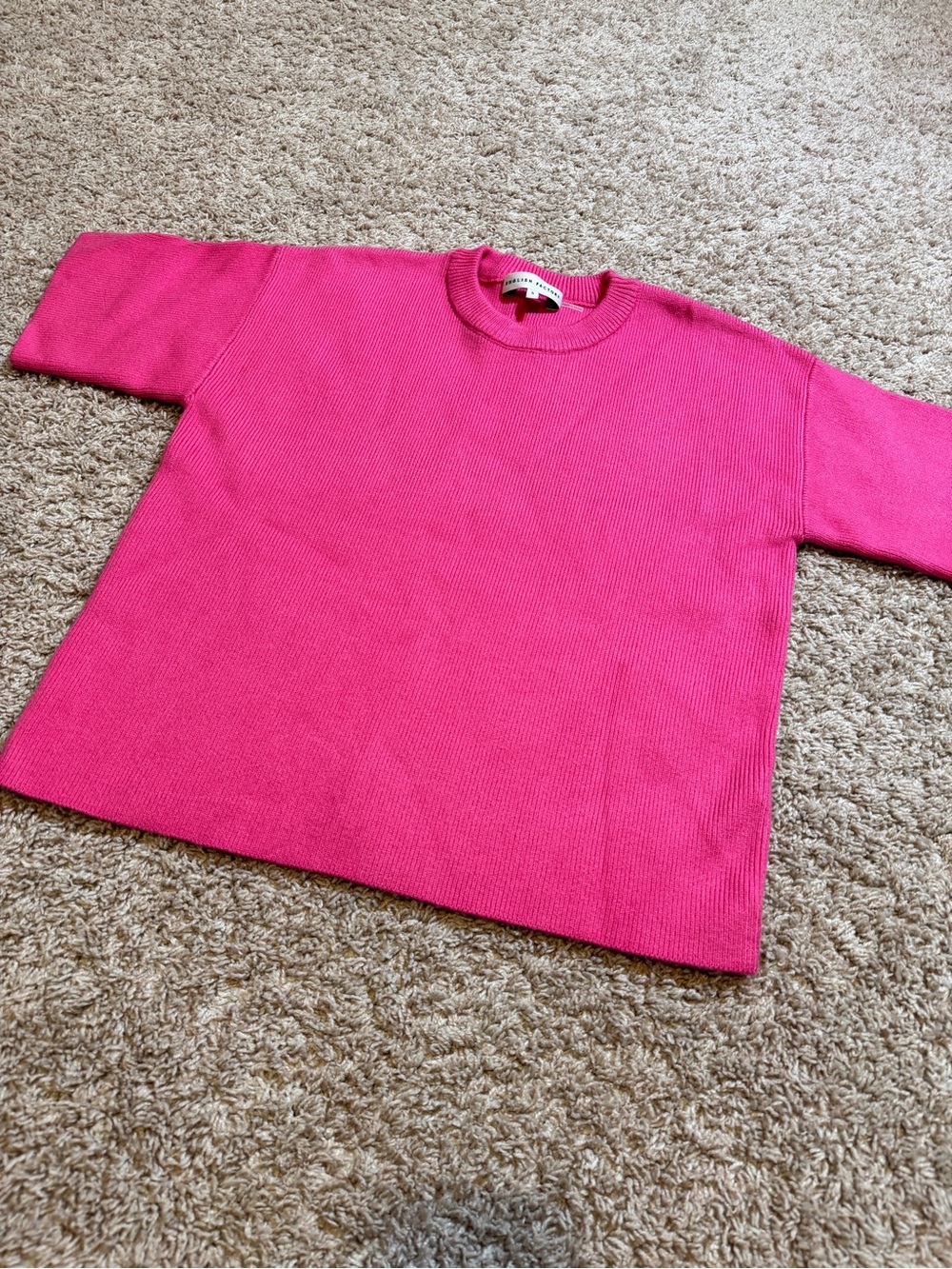 English Factory Pink Crew Neck Short Sleeve Sweater Size Small Like New